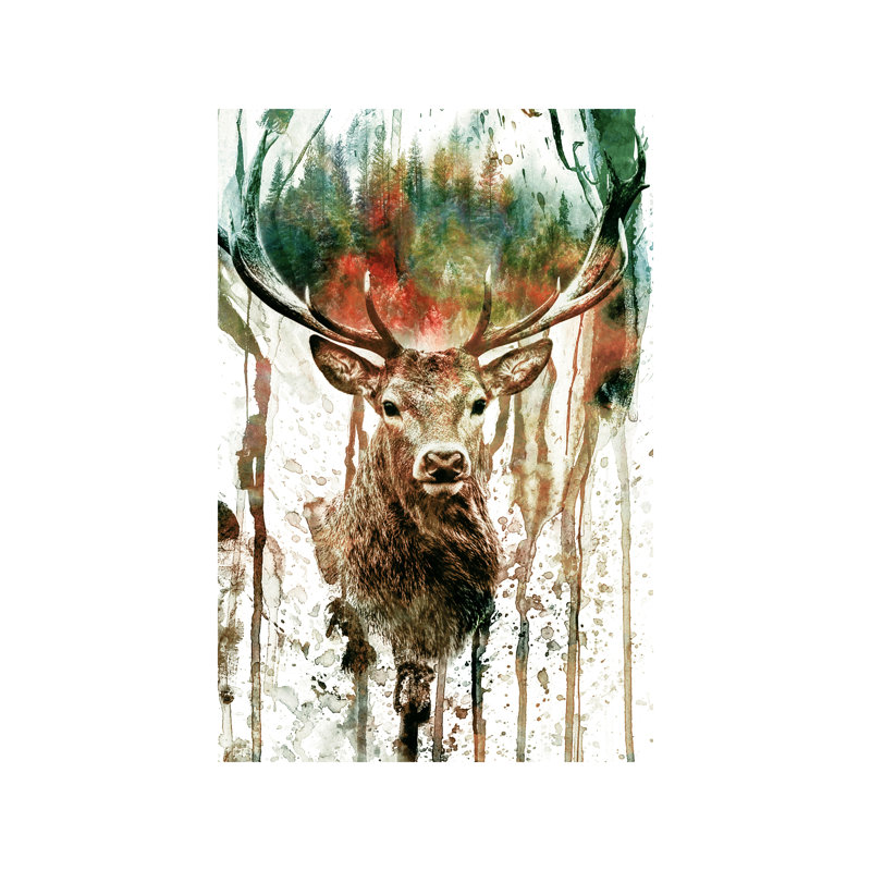 Deer I by Riza Peker - Wrapped Canvas Painting, 66.04 cm H x 45.72 cm W x 1.91 cm D