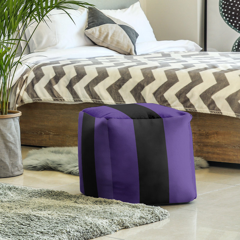Repose-pieds cube la ours college stripes, Mauve / noir / mauve
