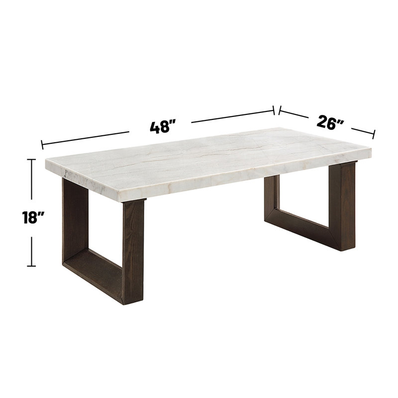 Table basse rectangulaire avec plateau en marbre blanc et brun