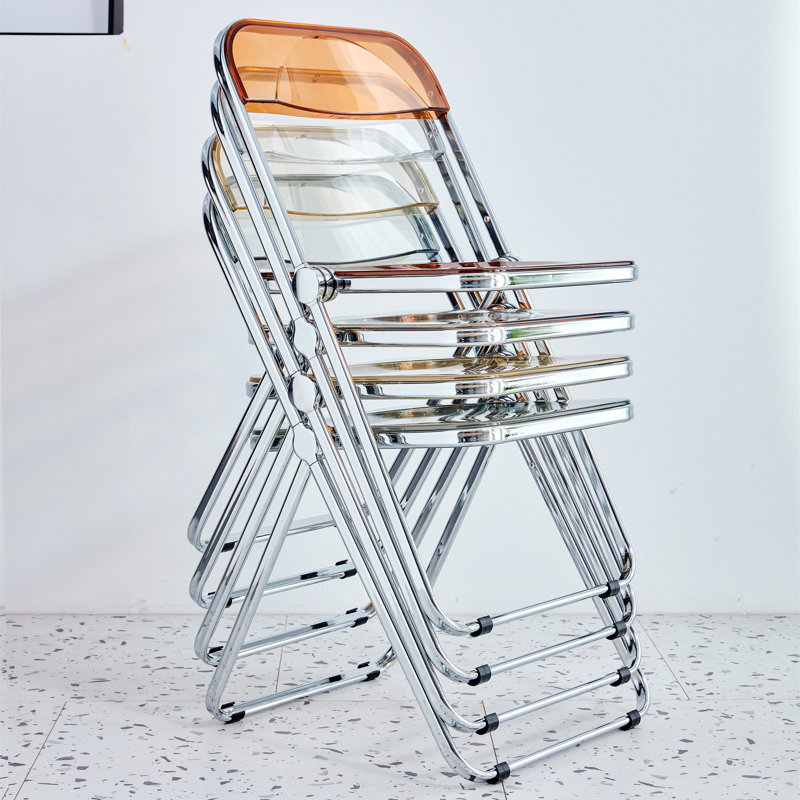 Ensemble de 2 chaises pliantes jaunes transparentes en plastique transparent