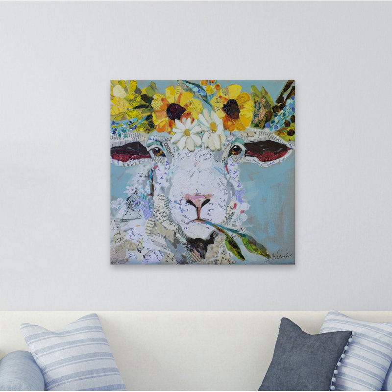 « floral moutons ii », reproduction sur toile, H 24 po x l 24 po x P 1,5 po