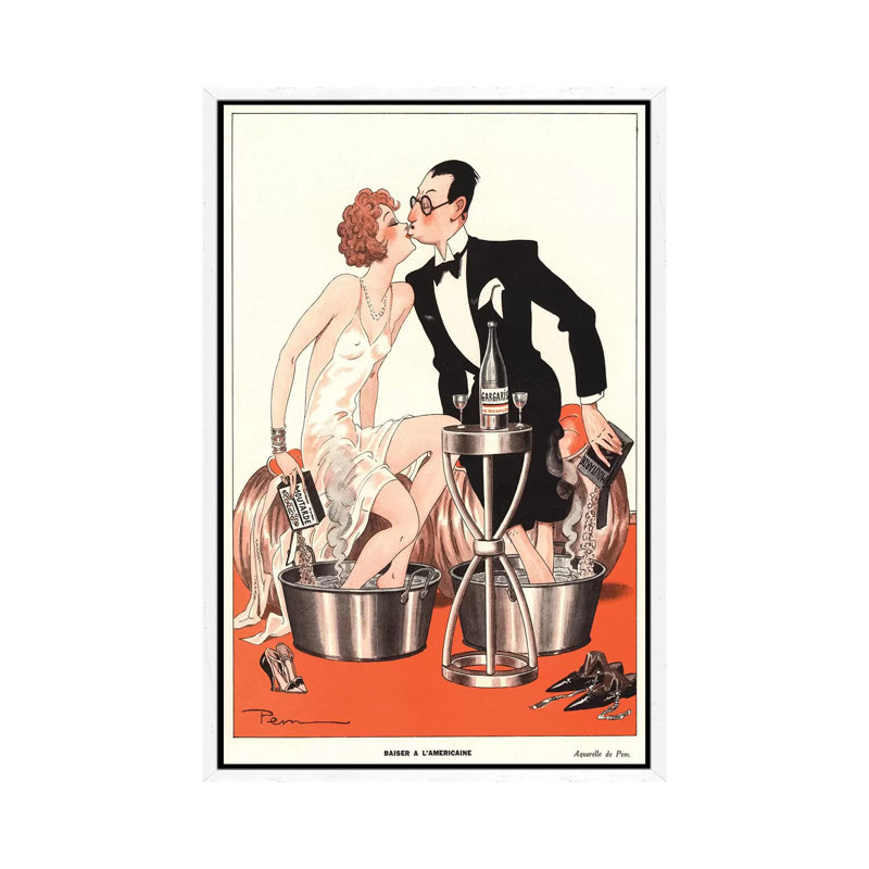 1930s Le Sourire II Cover 1 Piece Floater Frame Wall Art on Canvas, 66.04 cm H x 45.72 cm W, White