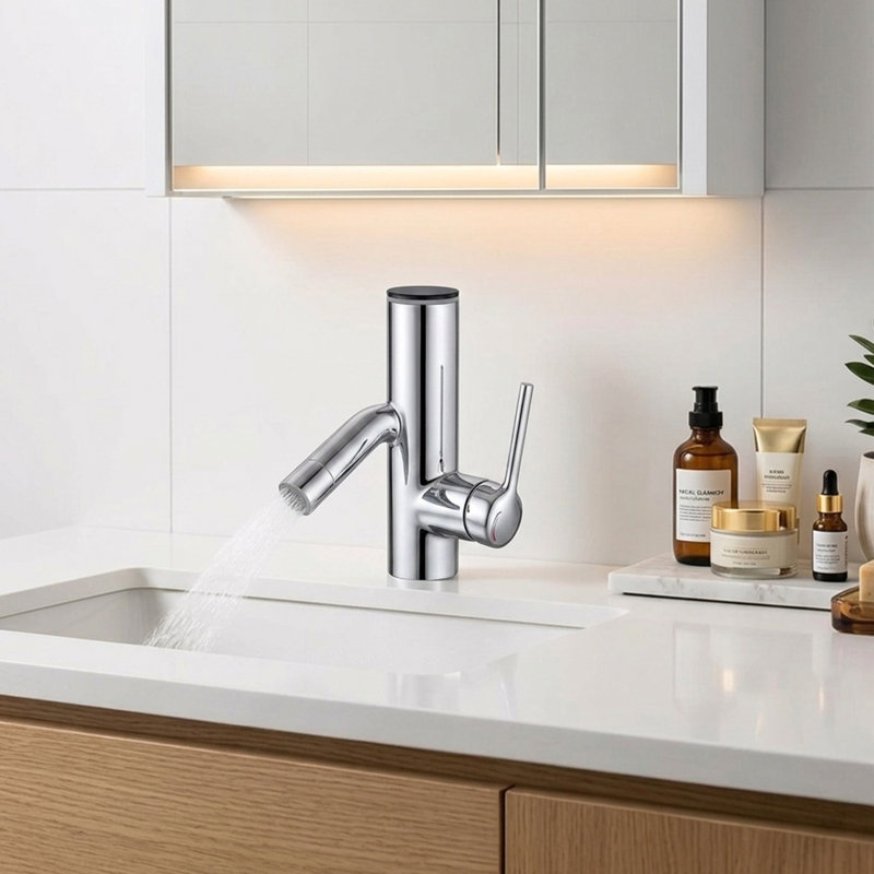 Single-Hole Single-Handle Bathroom Faucet With Drain Assembly, Chrome