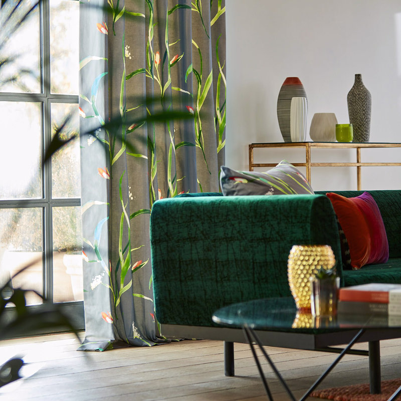 Saona Fabric, Kiwi/Charcoal