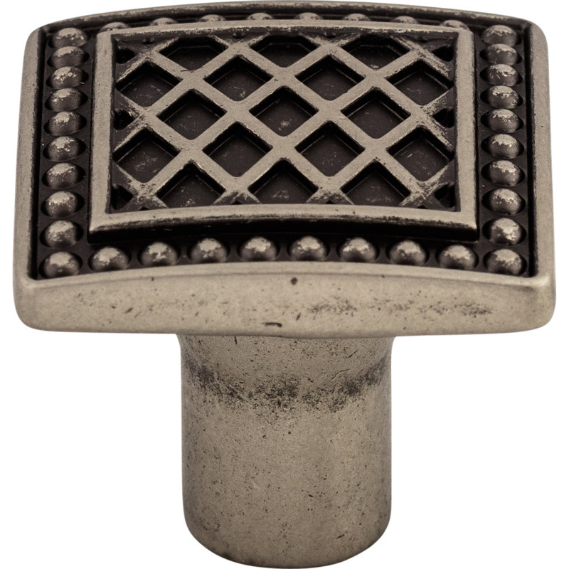 Trevi Square Pewter Antique Knob with Mounting Hardware