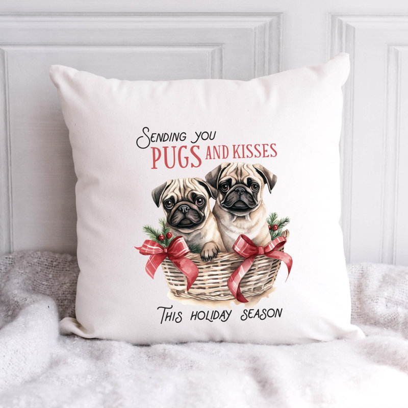 12_pug Polyester/Polyester Blend Reversible Throw Pillow, 18" x 18"