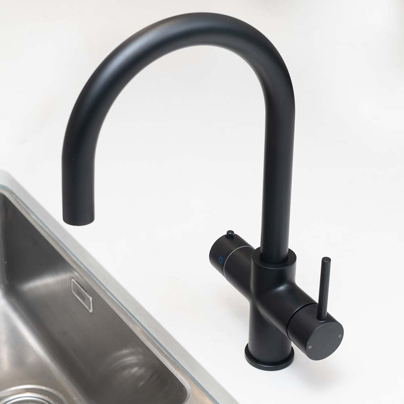 4-in-1 Instant Boiling and Filtered Water Tap - C Shape - 2.4 Litre Boiler, Matte Black