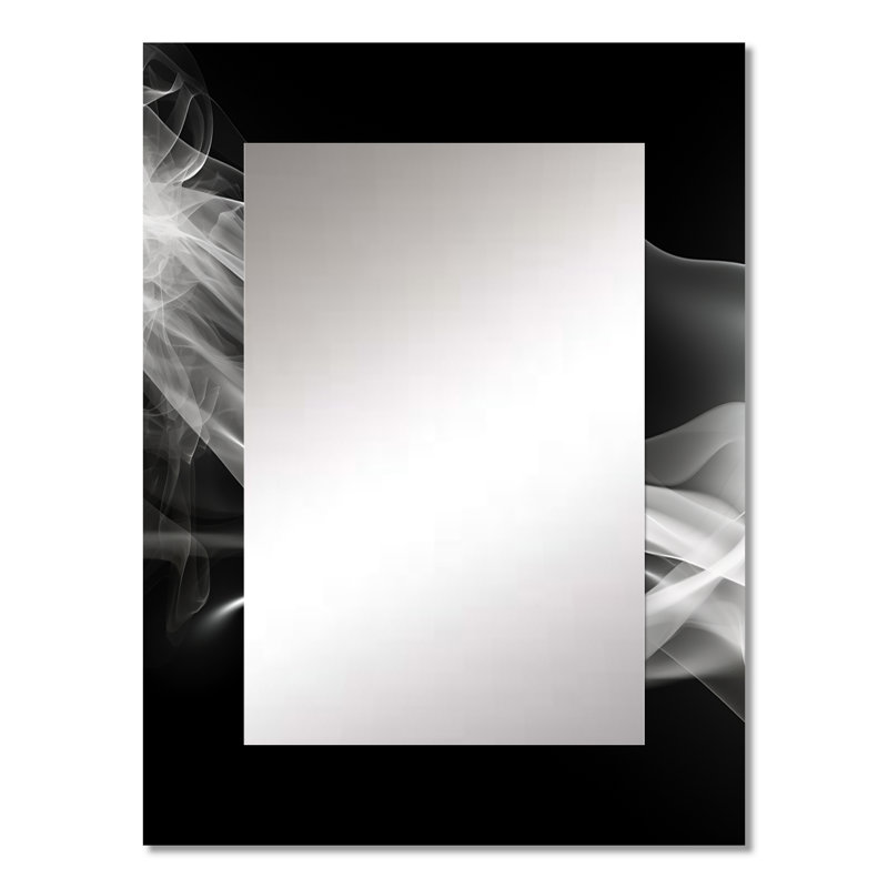 Black White Contemplative Abstraction I - Abstract Decorative Mirror On Metal, 32" x 24"