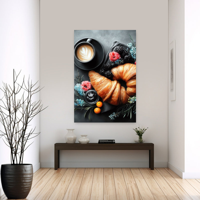 «Gourmet Breakfast Spread Elegant Rustic Vibrant Fruit», art mural, H 60 po x l 40 po