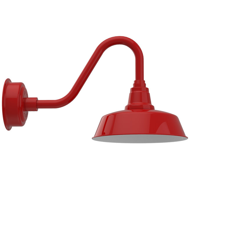 Luminaire de grange d’extérieur à del Vandervliet, H 13,63 po x l 12 po x P 22,25 po, Rouge cerise