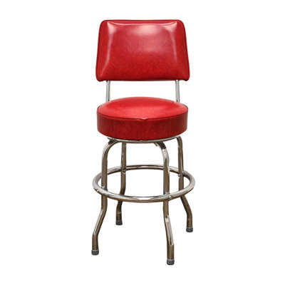 Retro Home Chrome Upholstered Swivel Counter And Bar Stool With Back by Richardson Seating