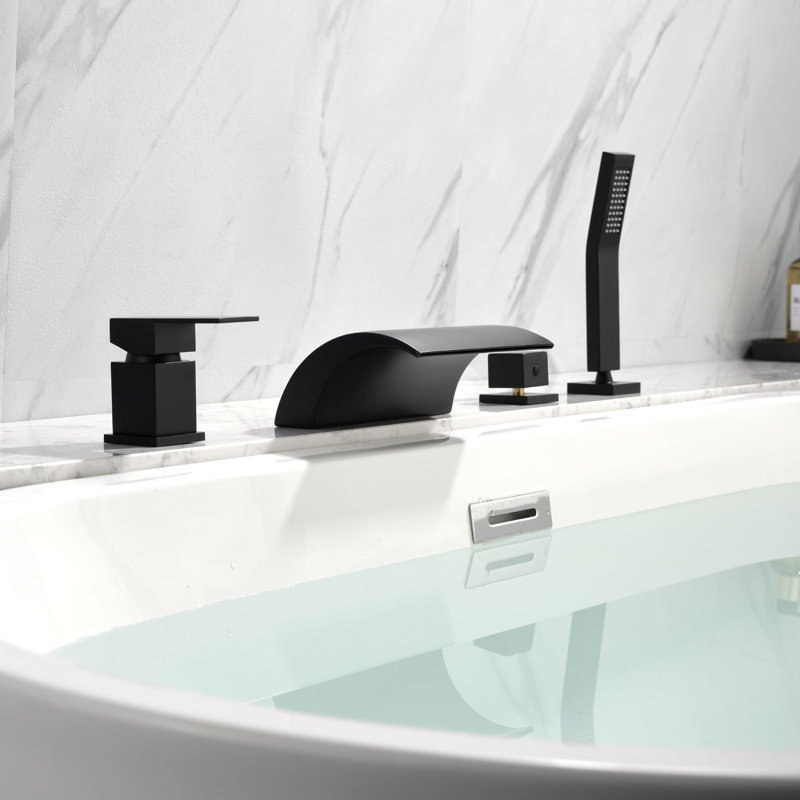 1 Handle Bathroom Waterfall Faucet with Diverter, Matte Black