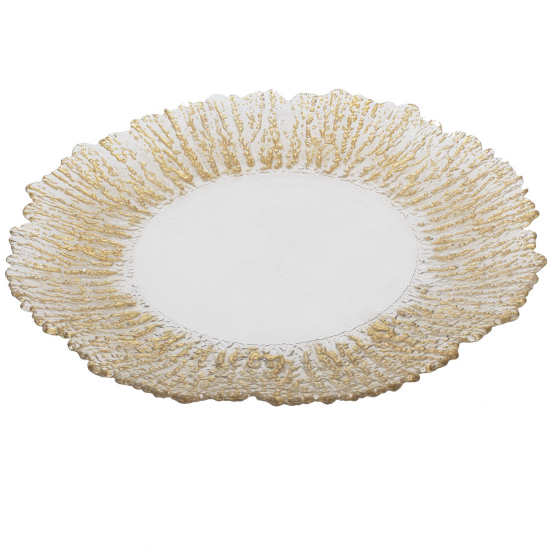 Assiette décorative abstraite en verre, Or
