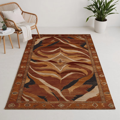Tapis d'intérieur et d'extérieur brun Persian