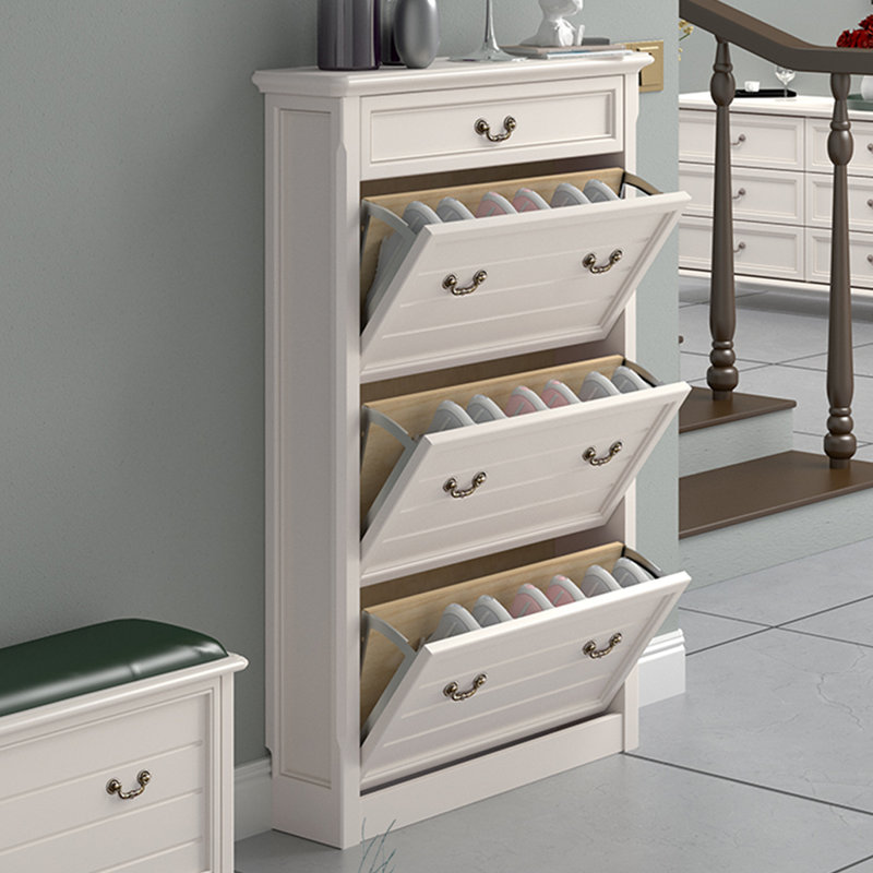 White Solid wood Shoe Storage