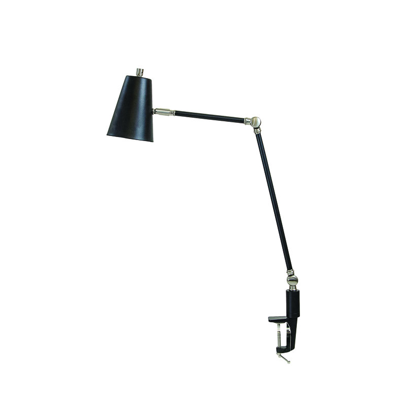 Aria Metal Clip On Lamp, Black/Satin Nickel