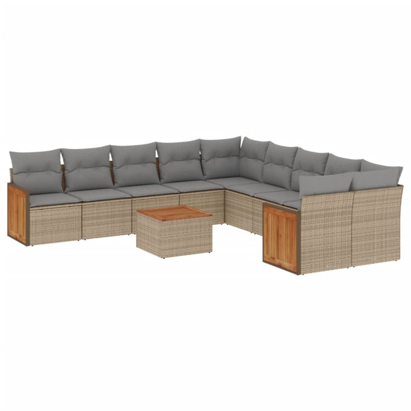  Ensemble de canapé de jardin beige et gris clair