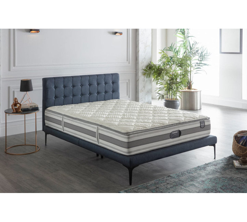 Lit en métal Eastridge, Bleu marine, Double