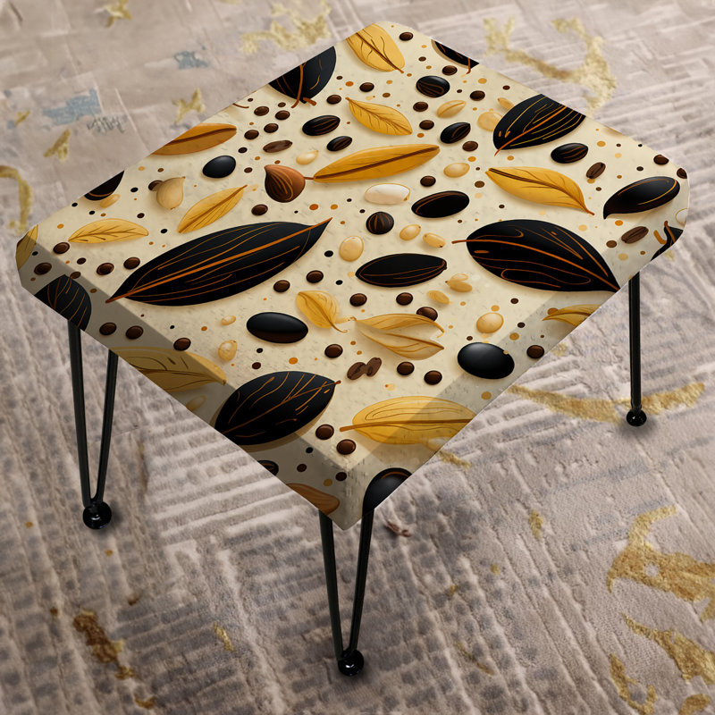 Botanical Cream And Coffee Pattern II - Botanical Rectangle Ottoman
