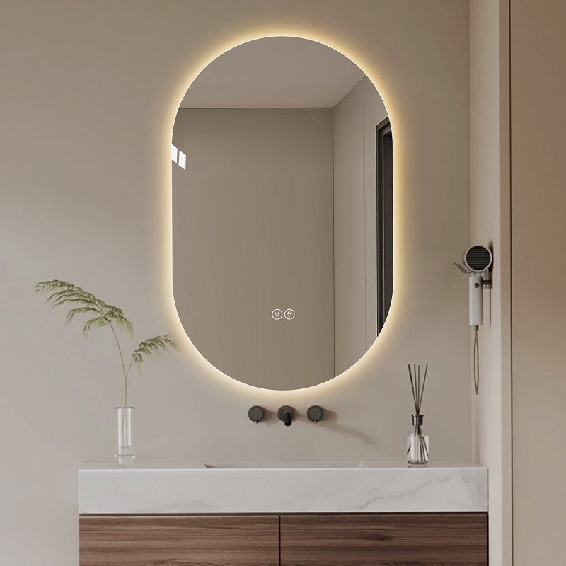 Miroir de salle de bain 48 po x 30 po à fixation murale à DEL avec écran tactile antibrouillard, miroir de coiffeur