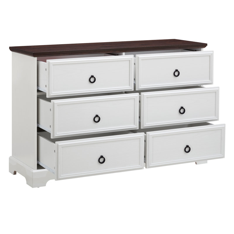 Commode 6 tiroirs Modern Farmhouse, Blanc