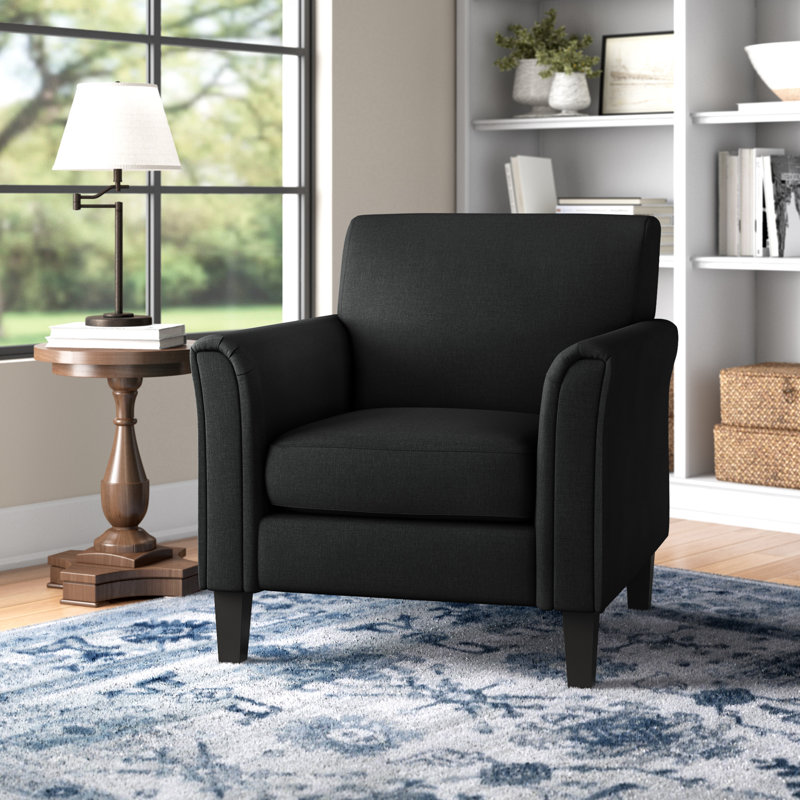 Fauteuil club en polyester 33,5 po Achilles, Noir