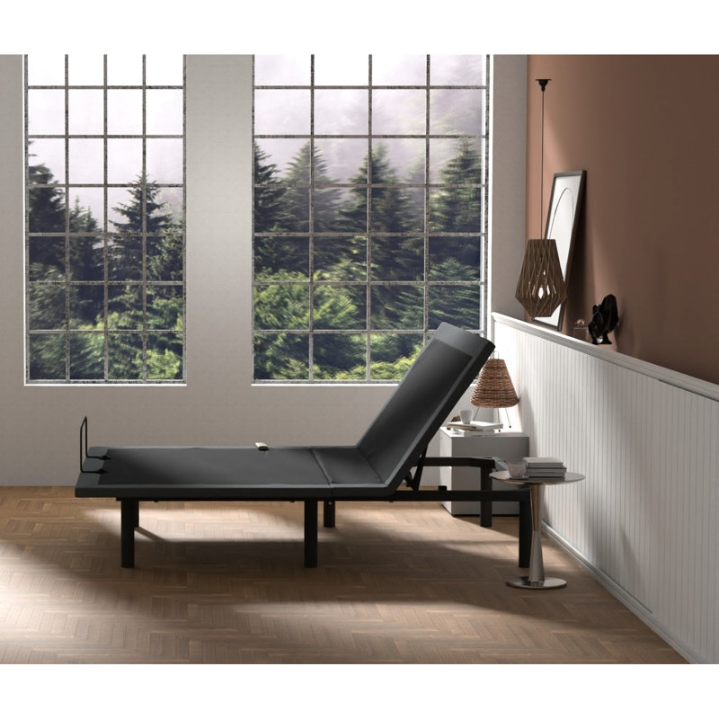 Black + Gray Os4 Bed - Head And Foot Adjustable With Padding Base Center Folding, Position, Full