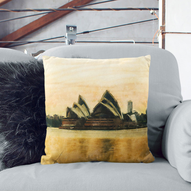 Sydney Opera House Vol.3 Painting Square Throw Cushion, 55cm H x 55cm W x 20cm D, Black