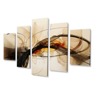 Conversations Of The Earth Dynamic Shapes VII - Abstract Shapes Wall Decor - 5 Panels