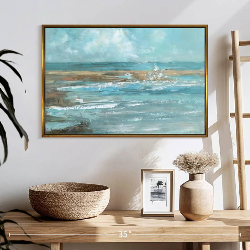 Breaking Waves IV, Cadre flottant doré, 25 po x 17 po