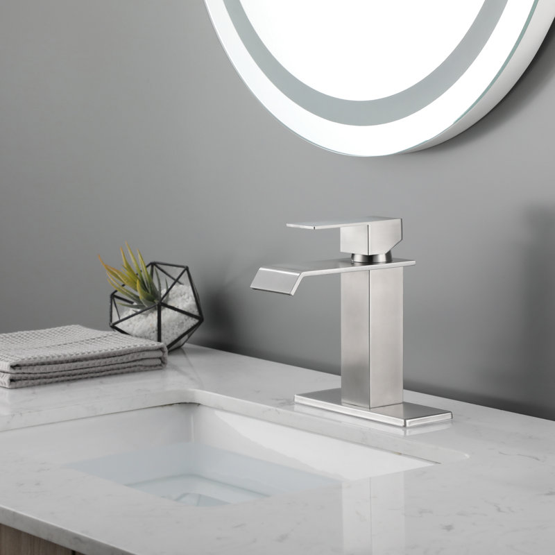 Waterfall Spout Bathroom Faucet With Single Handle, Made Of Stainless Steel Tap Steel, Brushed Nickel Style, Brushed Nickel