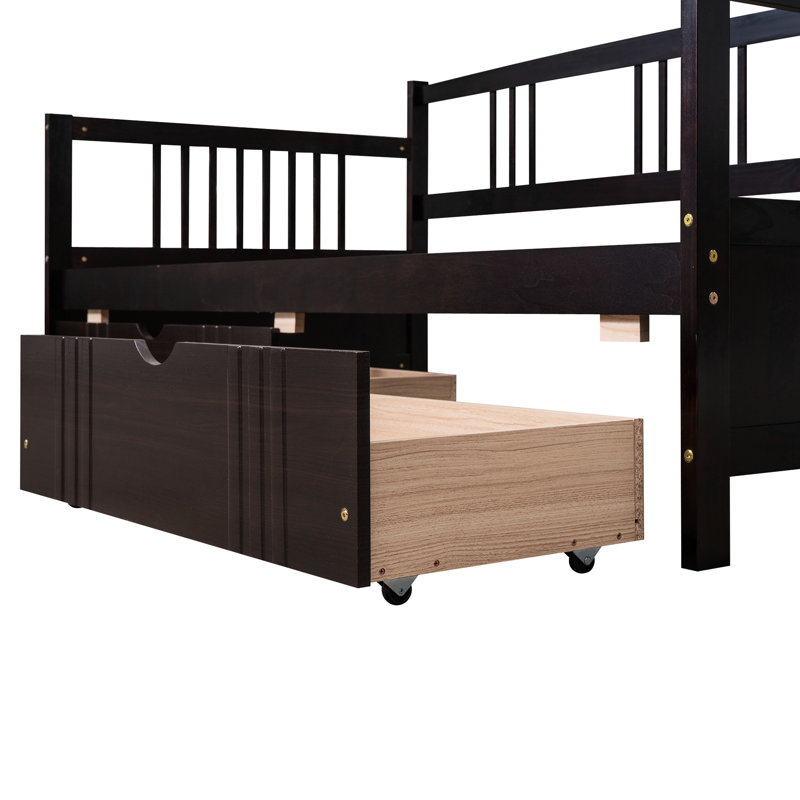 Lit de jour simple avec tiroirs de finition - Fabrication en bois pour une utilisation à long terme, Espresso