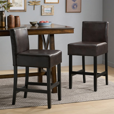 Ensemble de 2 tabourets de bar à hauteur de comptoir en cuir reconstitué 26 "Portman