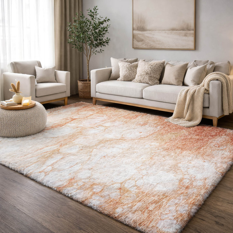 Tapis à poil long de qualité supérieure lavable à la machine ADS699, Corail, 8' x 10'