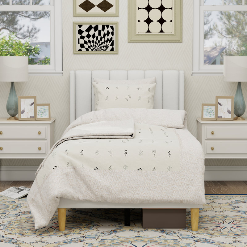 Structure de lit plateforme tapissier, White, Simple