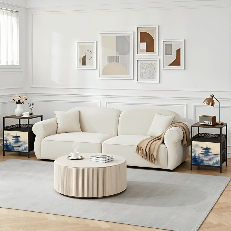 Table de chevet 2 tiroirs avec station de charge, table de chevet pour chambre avec ports USB et amp; Table de chevet noire Outlet