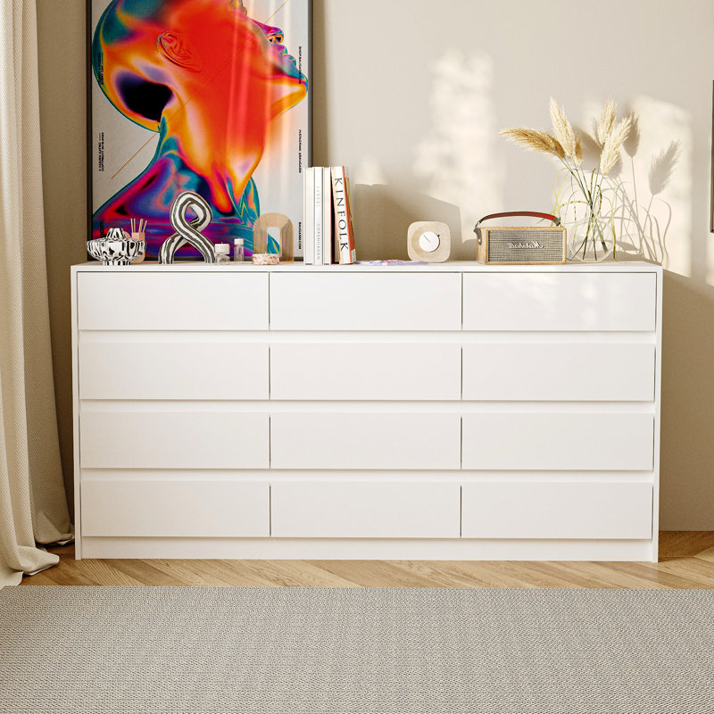 12-Drawer Chest With Elegent Design, White