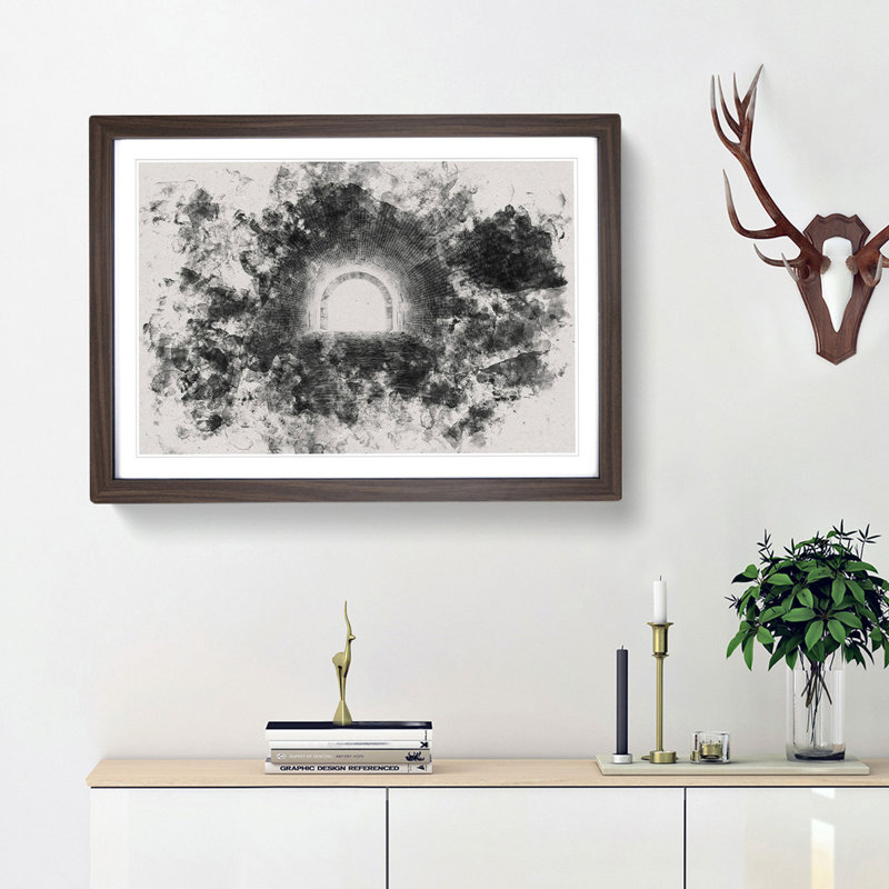Brick Tunnel - Picture Frame Graphic Art Print, 40cm H x 60cm W x 2cm D, Walnut Framed