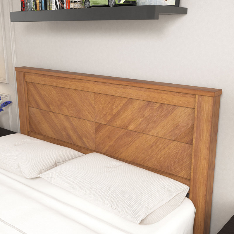 Aleshire Modern Herringbone Panel Design Full Queen Headboard, Amber Walnut
