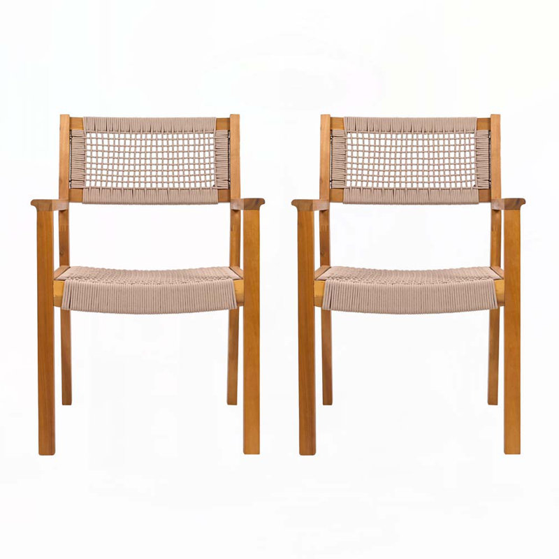 Chaises d'extérieur en bois d'acacia et rotin