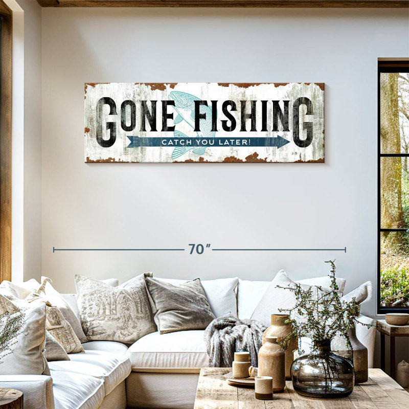 «Gone Fishing», impression sur toile, H 18 po x l 54 po x P 1,25 po