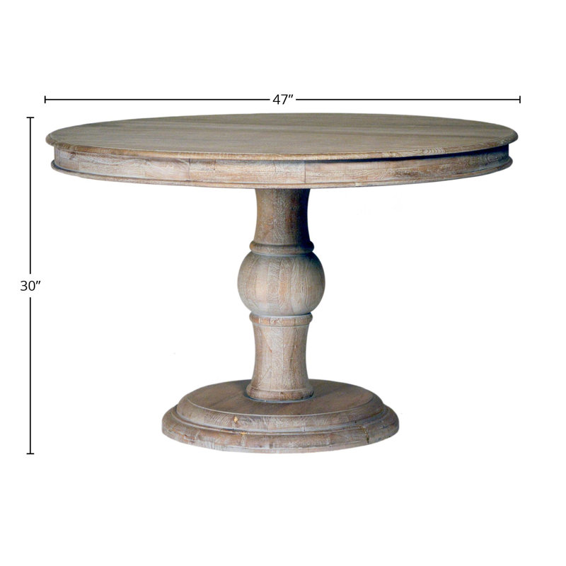 47" Mango Solid Wood Pedestal Dining Table, 30"H x 47"L x 47"W