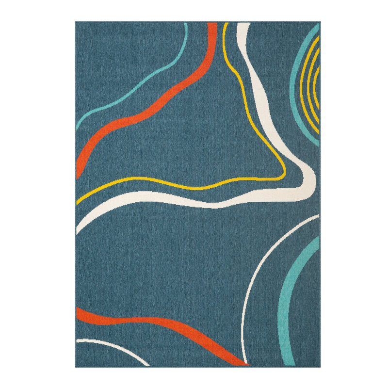 Tapis intérieur / extérieur contemporain Mapa, Rectangle 5 pi x 7 pi