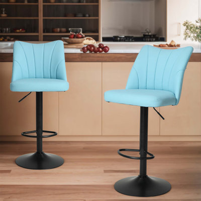 Swivel Bar Stools Set Of 2,Height Adjustable Counter Stool,Modern Armless Faux Leather Barstool Chairs With Backs For Kitchen Island -  George Oliver, B5B67A7F5483490EA33ADC655706824A