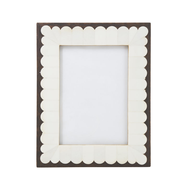 Scalloped Edge Picture Frame – Decorative MDF Photo Frame with Inlay Detail for Tabletop Display and Home Décor, 5"x7"