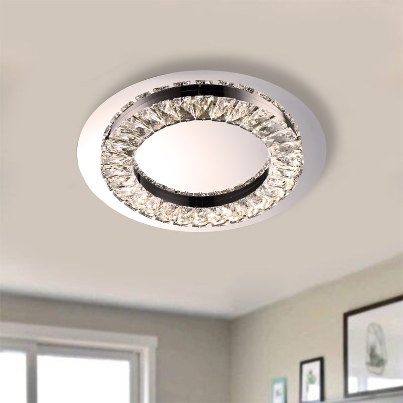 Transitional LED Round Crystal Flush Mount, 1.5" H x 14.9" W x 14.9" D, 4000K