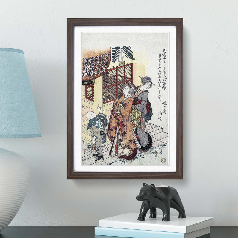 Paying Homage to a Shrine by Katsushika Hokusai - Framed Print, 65cm H x 48cm W x 2cm D, Walnut Framed