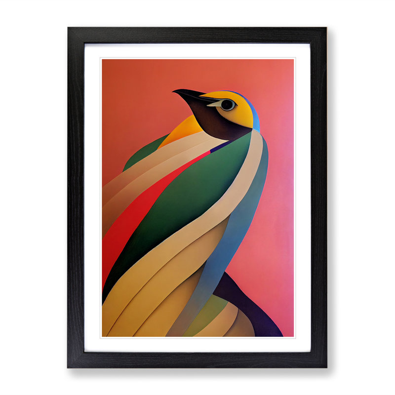 Angelic Bird Abstract - Wall Art, 34cm H x 25cm W, Black Framed