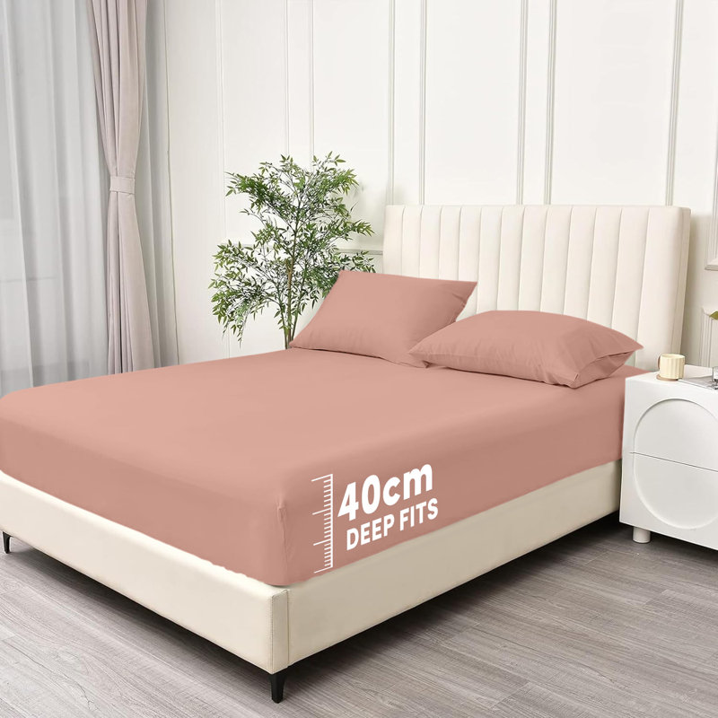Super Soft Extra Deep Pocket Microfiber Brushed Fitted Sheet, Peach, Kingsize (5')