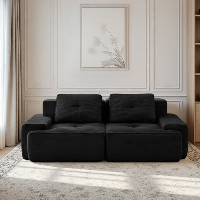 Modular Sectional Sofa For Living Room, Corduroy Fabric, 2-seater Couch With Deep Seat , Pearl-like Piping, Tufted Design, No Assembly, Anti-slip Desi by Mercer41
